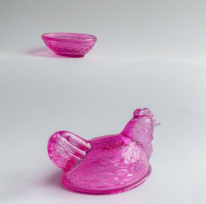 Vintage Glass Butter Dish in Fuchsia by PROSE Tabletop