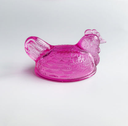 Vintage Glass Butter Dish in Fuchsia by PROSE Tabletop