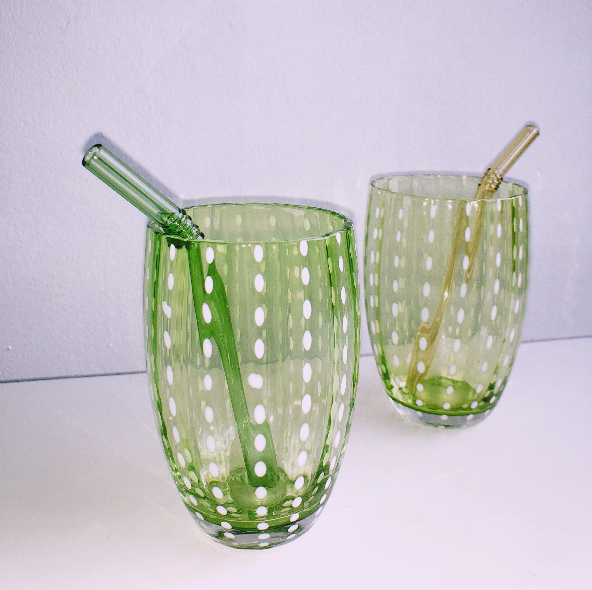 Handmade Watermelon Glasses in Lime by PROSE Tabletop