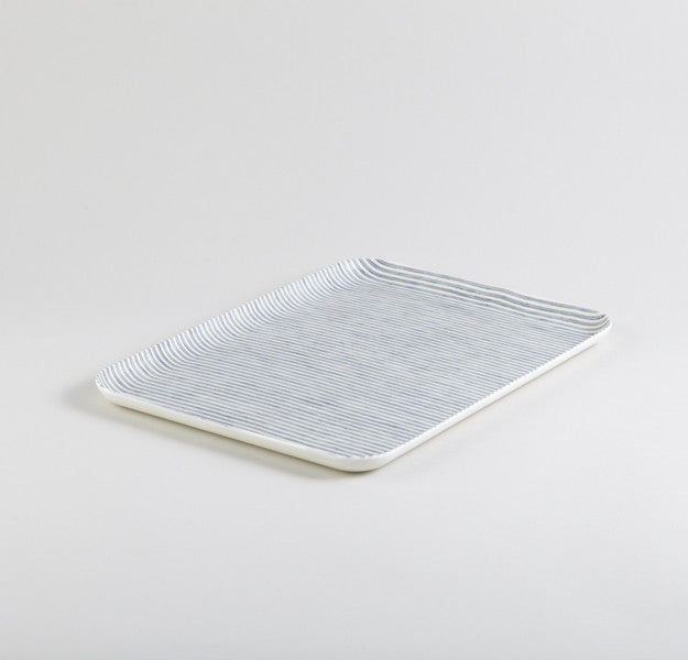 Blue & White Rectangle Linen Tray