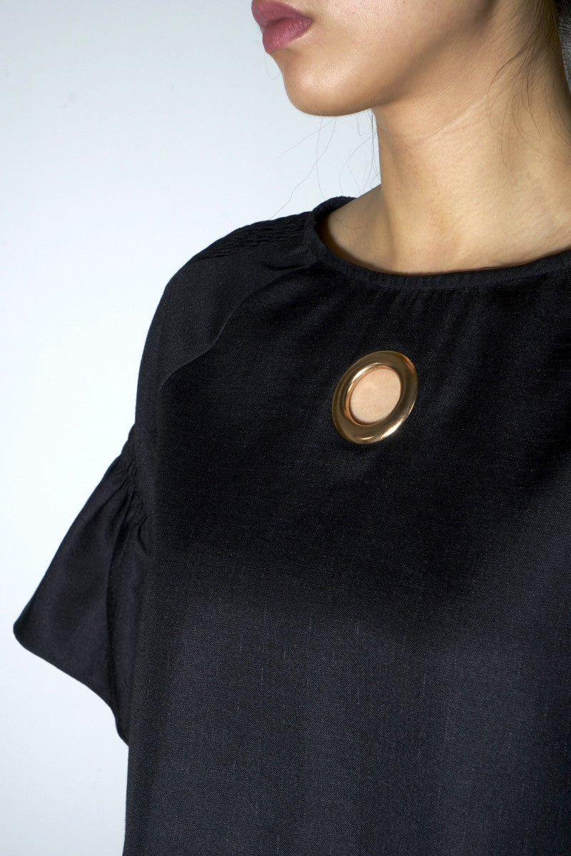 Smocked Shoulder Eyelet Keyhole Top #72A - Emporium of the Modern Man
 - 5