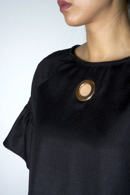 Smocked Shoulder Eyelet Keyhole Top #72A - Emporium of the Modern Man
 - 5