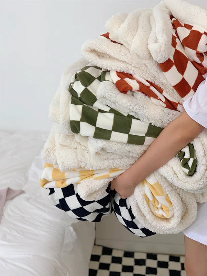 Posie Checkered Velour Blanket by PROSE Décor