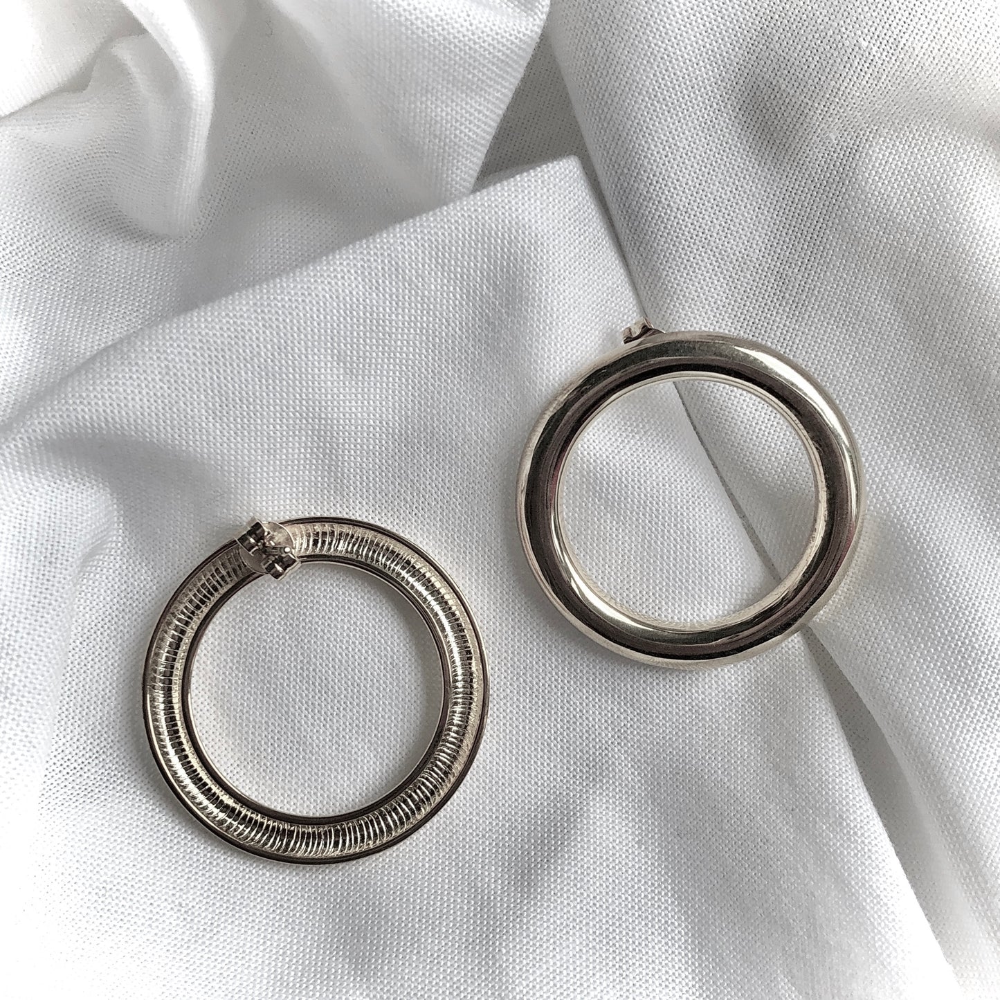 Flat Hoop Earrings by Veronique 925 Silver