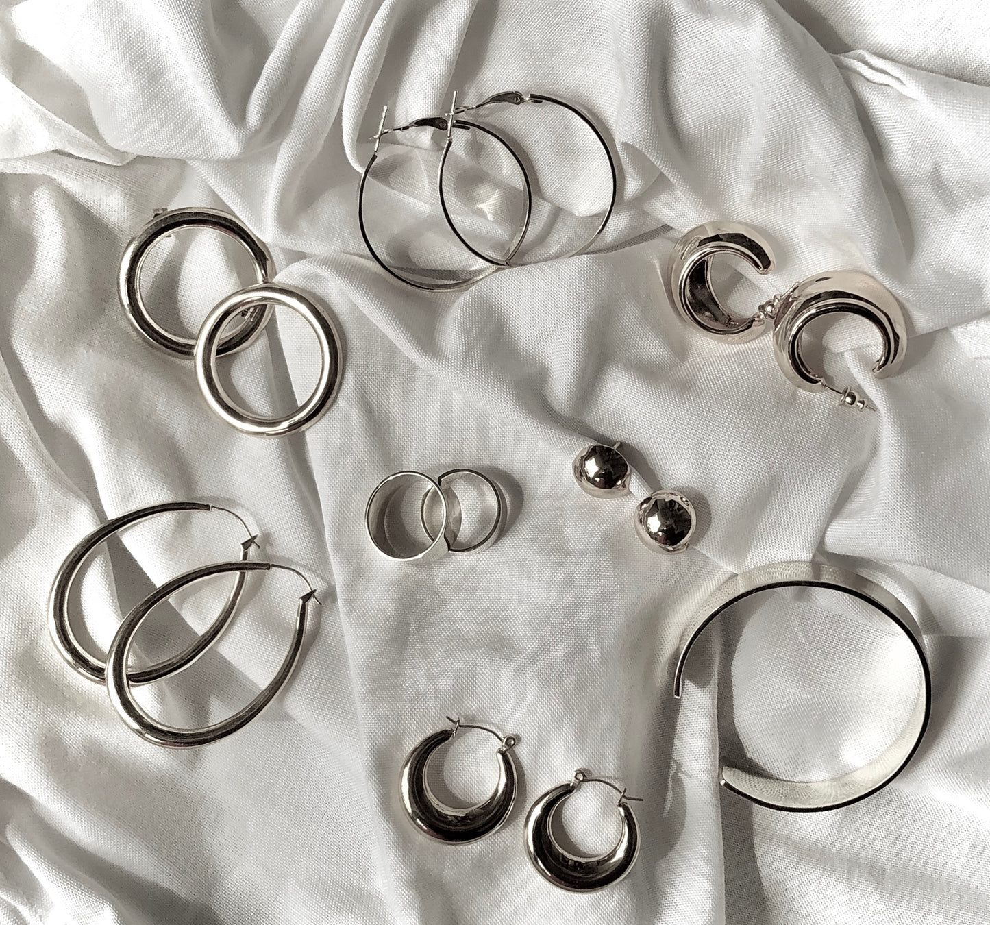 Flat Hoop Earrings by Veronique 925 Silver