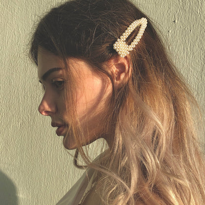 Triangular Pearl Barrettes by Veronique