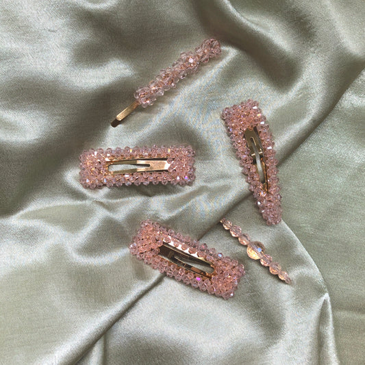 Morganite Hair Barrettes by Veronique