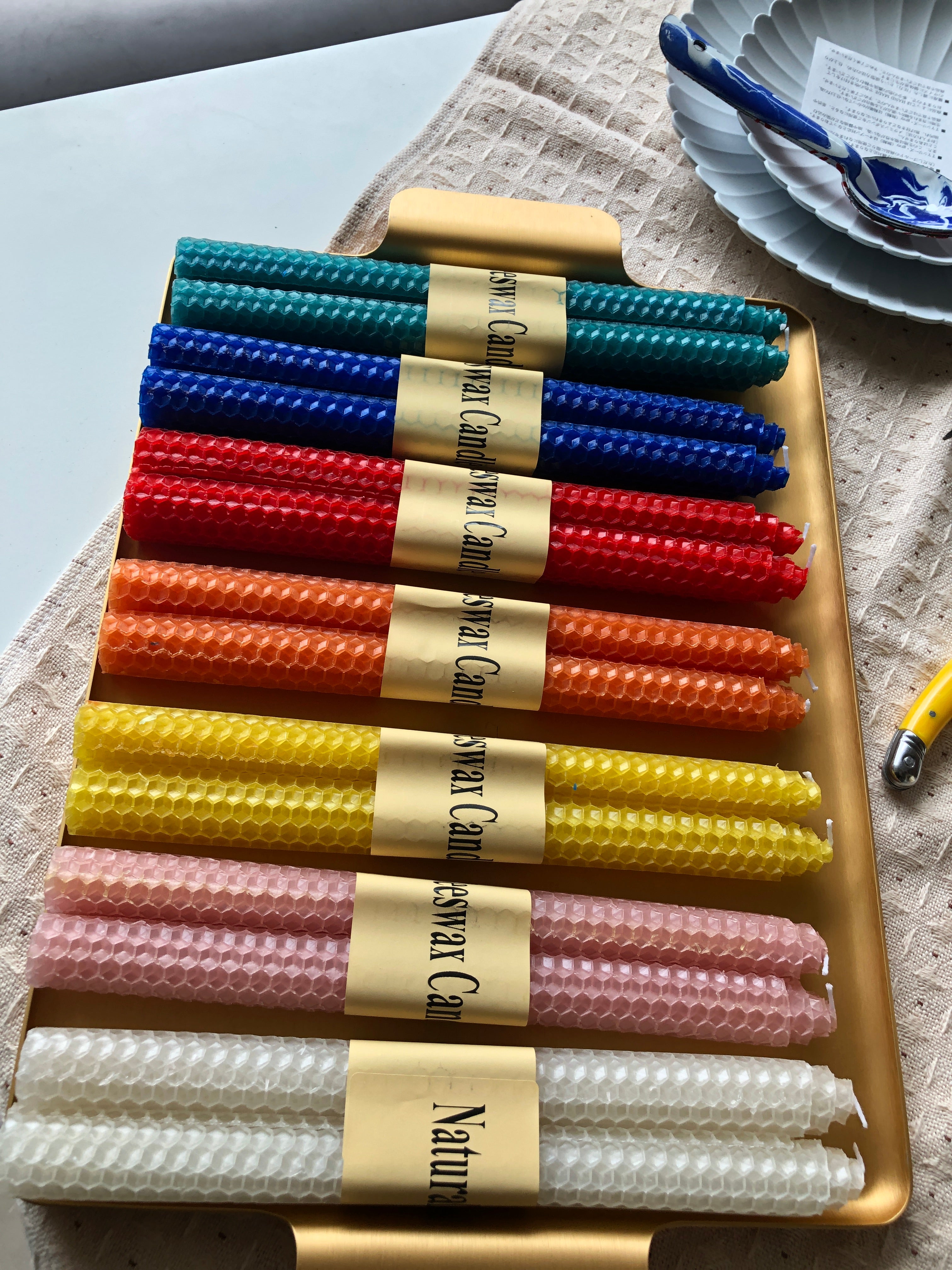 Rolled Beeswax Dinner Candles by PROSE Décor