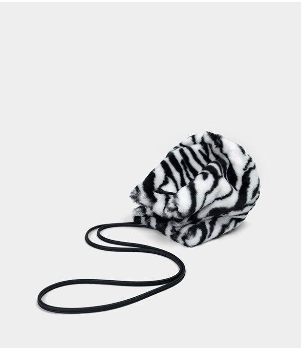 Fuzzy Crossbody Sling Bag in Zebra  by Veronique