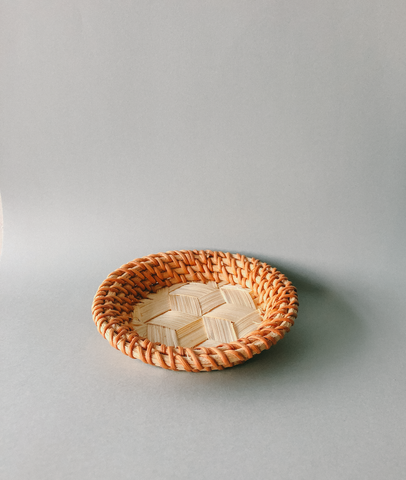 Handwoven Contrast Rattan Coasters  by PROSE Tabletop