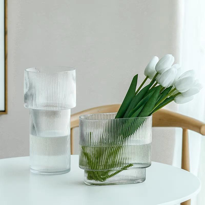 Akira Clear Ripple Vase by PROSE Botanical