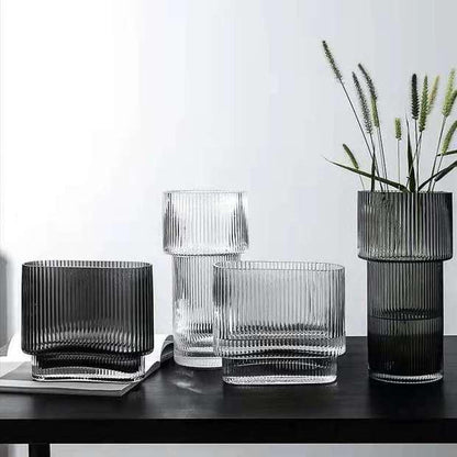 Akira Grey Ripple Vase by PROSE Botanical