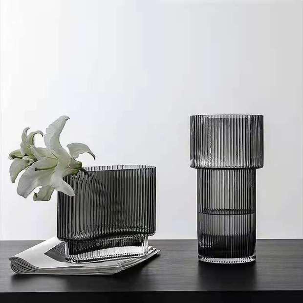 Akira Grey Ripple Vase by PROSE Botanical
