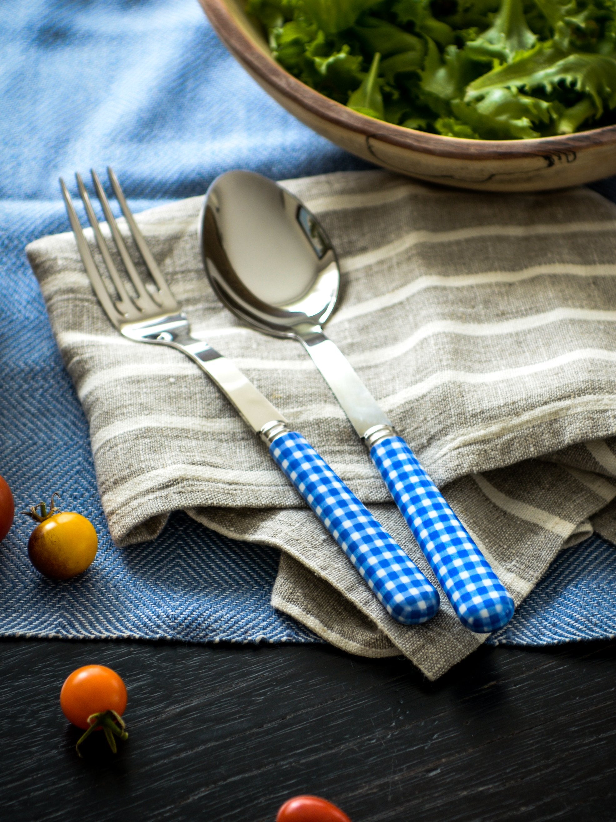 Blue Gingham Cutlery Set by PROSE Tabletop