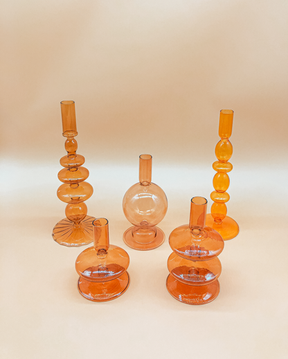 Double Decker Candle Holder in Amber by PROSE Décor