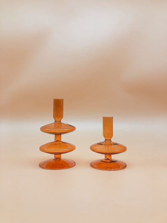 Double Decker Candle Holder in Amber by PROSE Décor