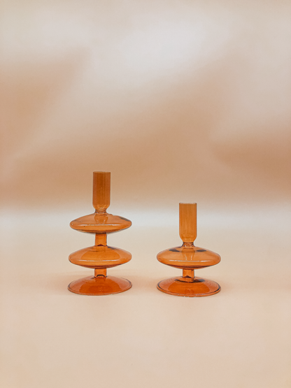 Single Decker Candle Holder in Amber by PROSE Décor