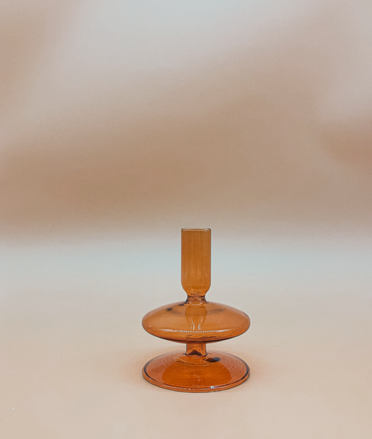 Single Decker Candle Holder in Amber by PROSE Décor