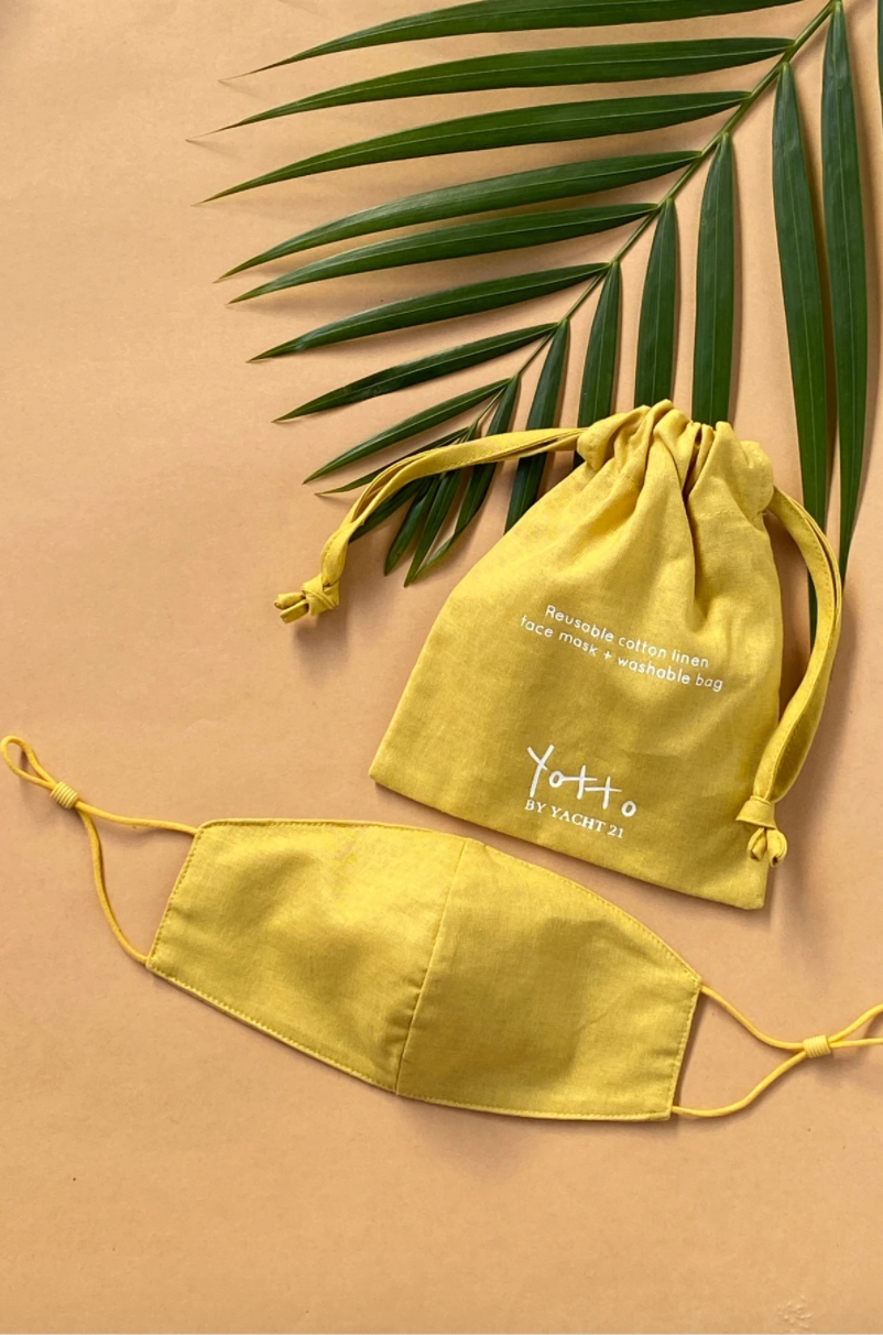 Yellow Reusable Face Mask & Bag by YOTTO V.2