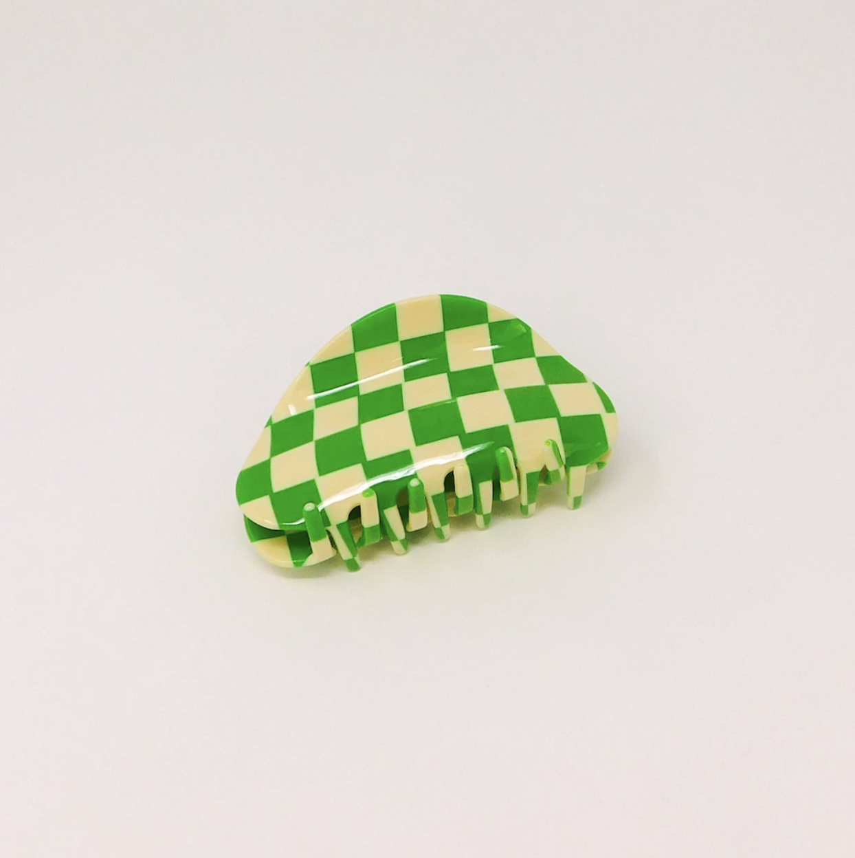 Green Chessboard Hair Claws  by Veronique