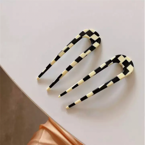 Checkered U Hair Pin by Veronique