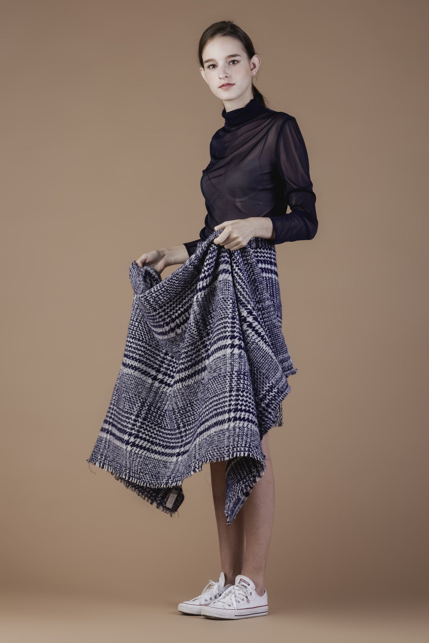 Wool Blend Tweed Blanker Poncho #31