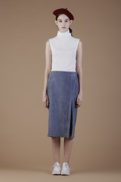 Faux-suede Side Slit skirt #11C - Emporium of the Modern Man
 - 2