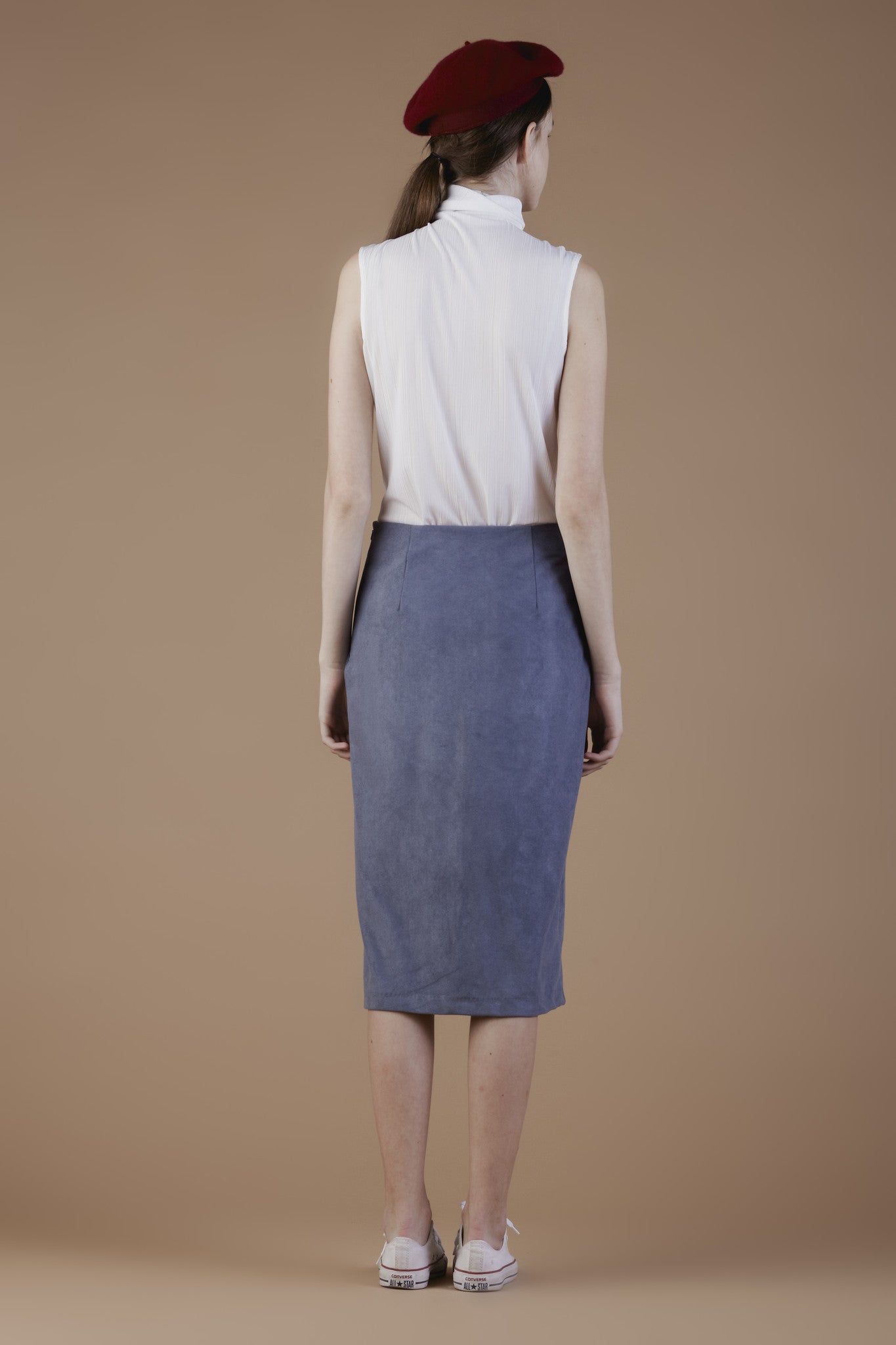Faux-suede Side Slit skirt #11C