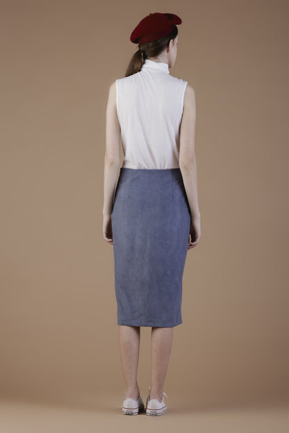 Faux-suede Side Slit skirt #11C - Emporium of the Modern Man
 - 3