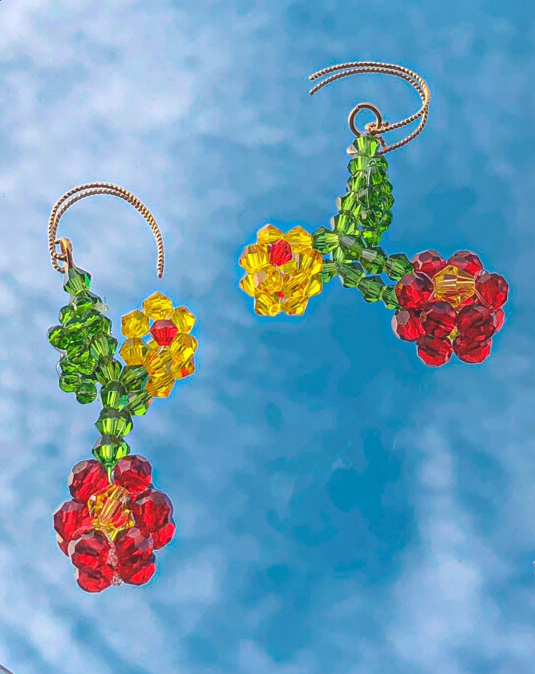 Paisely Beaded Flower Earrings by Veronique