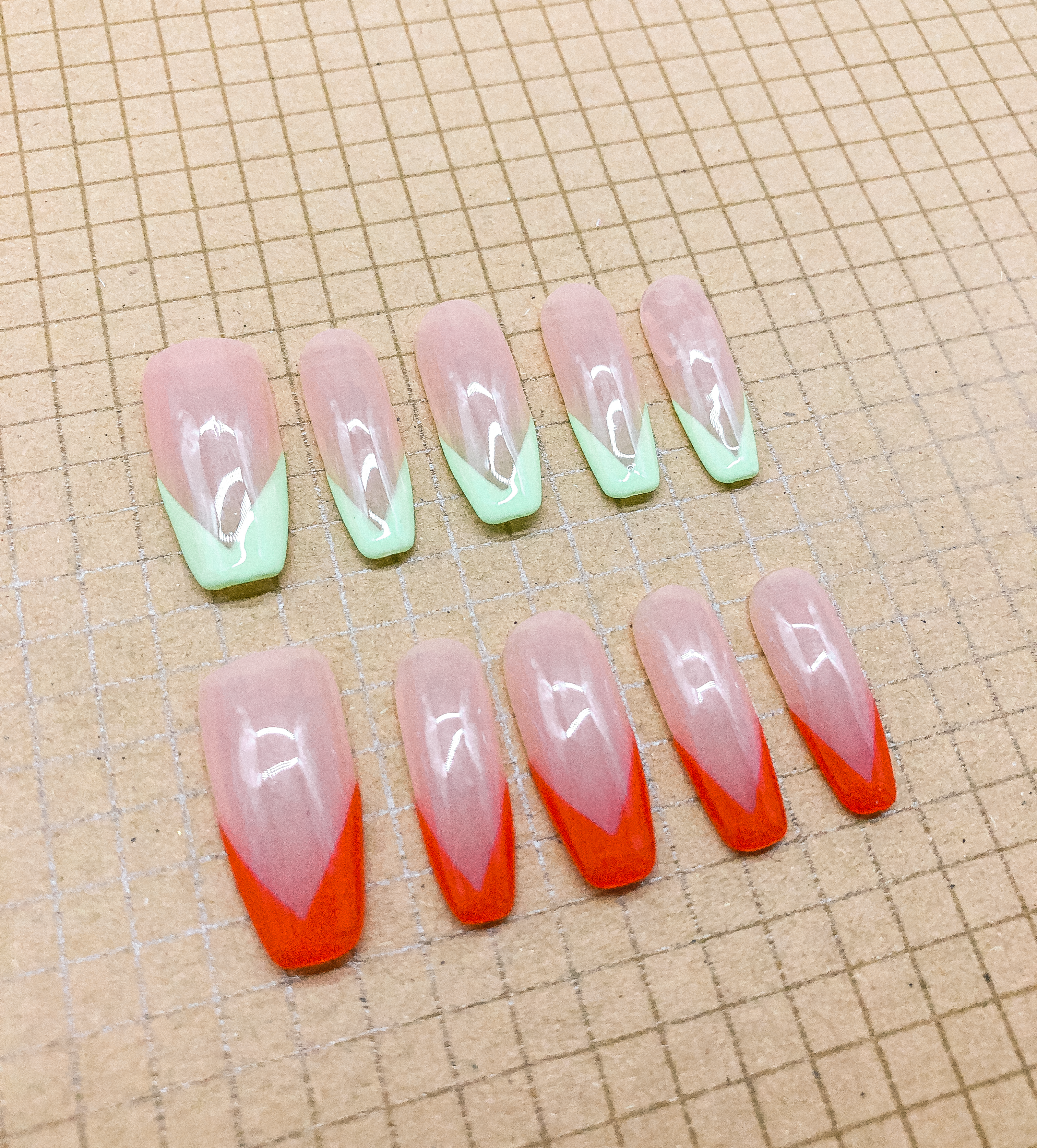 Neon Tips Press On Nails (Custom) by Veronique
