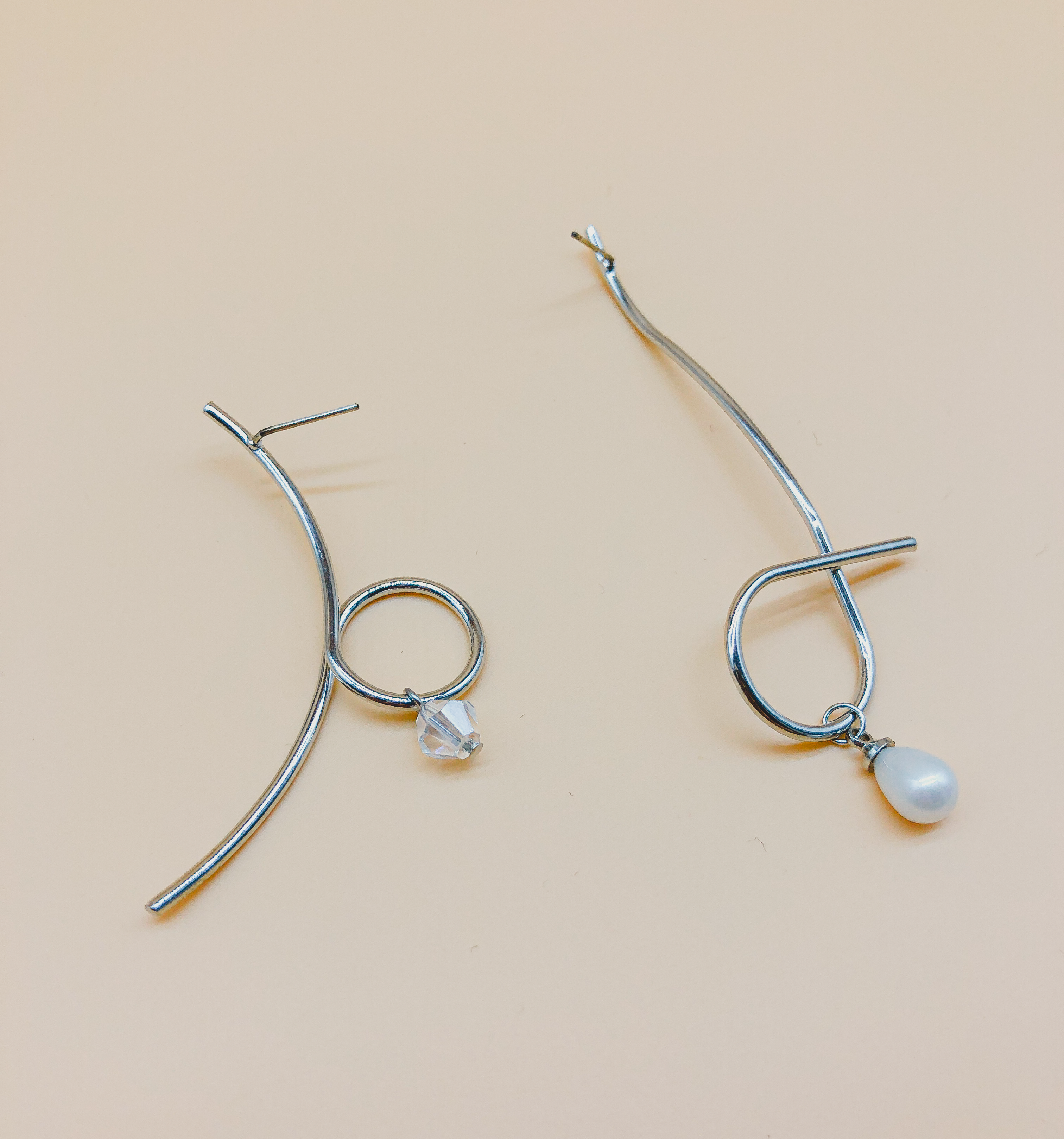 Asymmetrical Pearl Earrings by Veronique