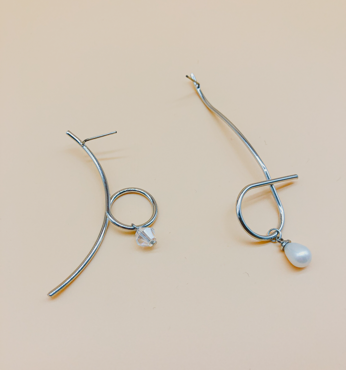 Asymmetrical Pearl Earrings by Veronique