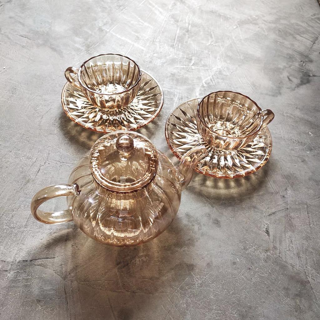 Vintage Carnival Glass Tea Cup & Saucer by PROSE Tabletop