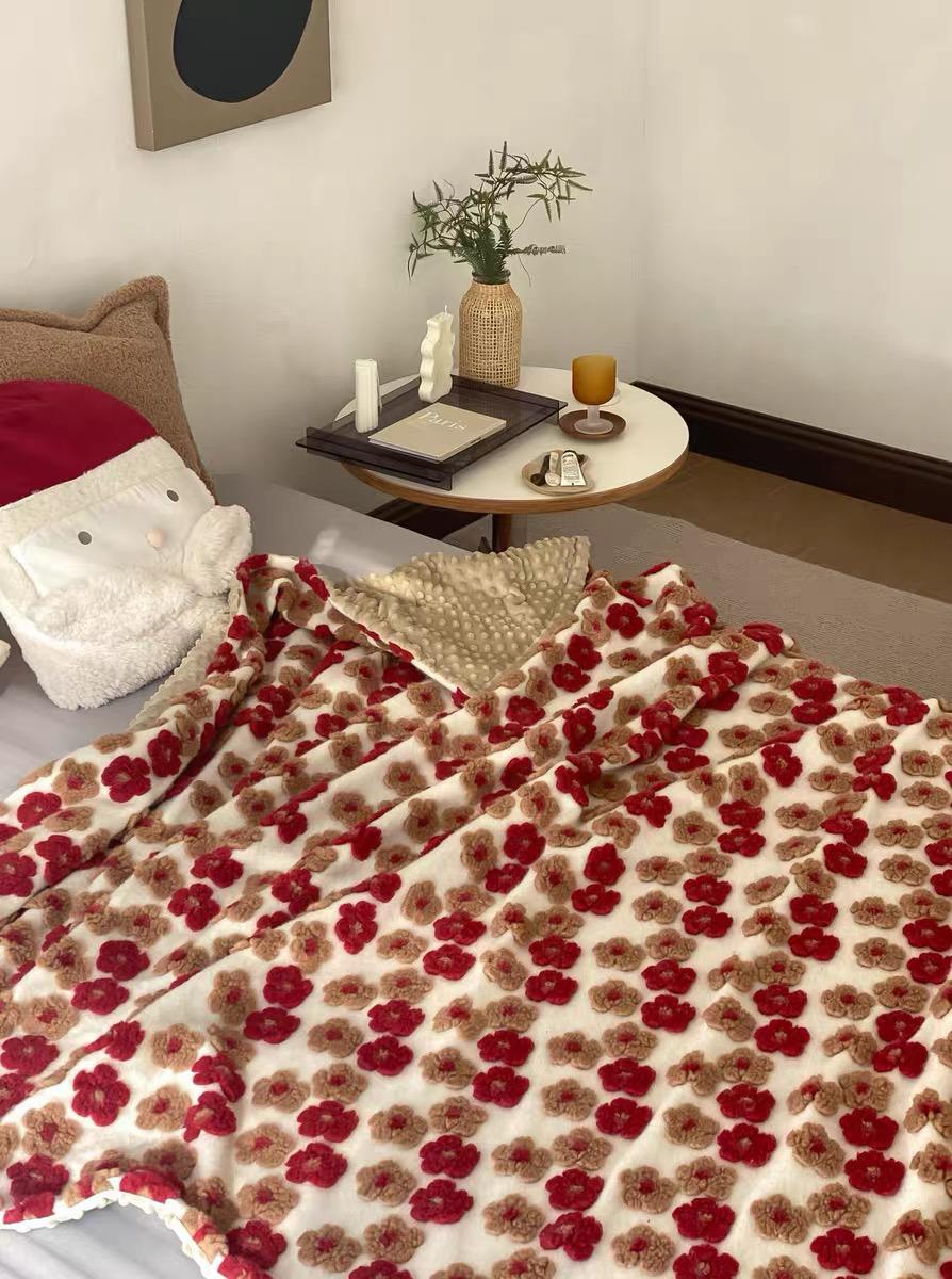 Poppy Embroidered Blanket in Maple by PROSE Décor
