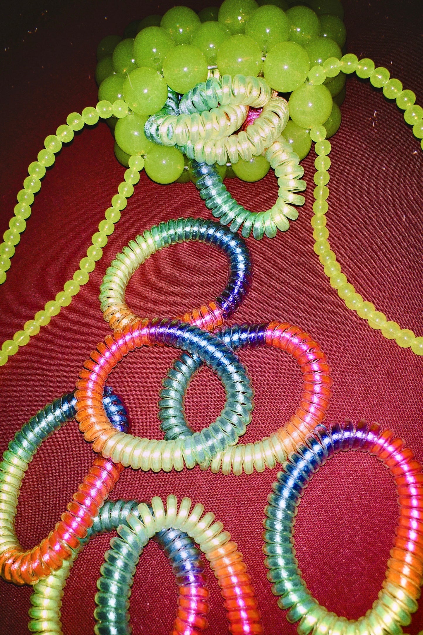 Rainbow Phonecord Hairties by Veronique