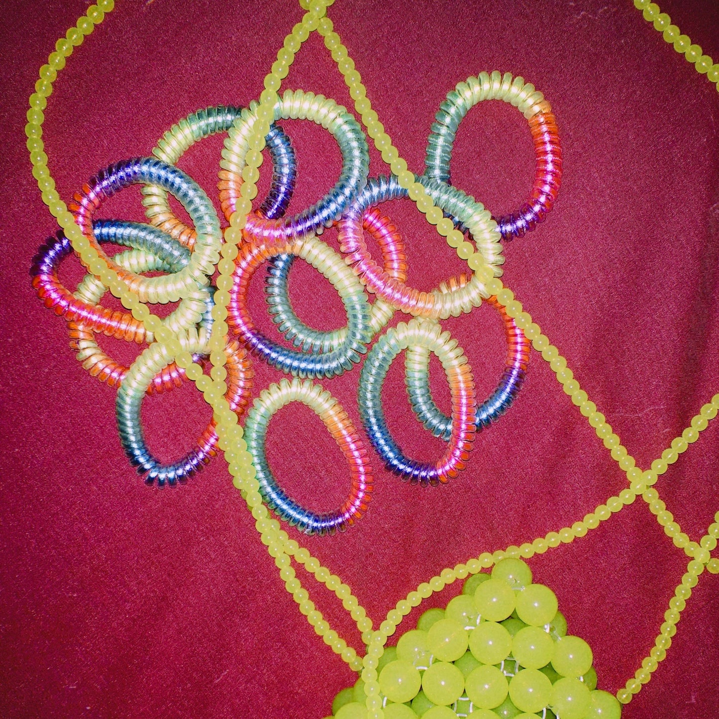 Rainbow Phonecord Hairties by Veronique