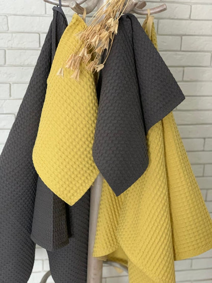 Waffle Bath Towel in Canary by PROSE Décor