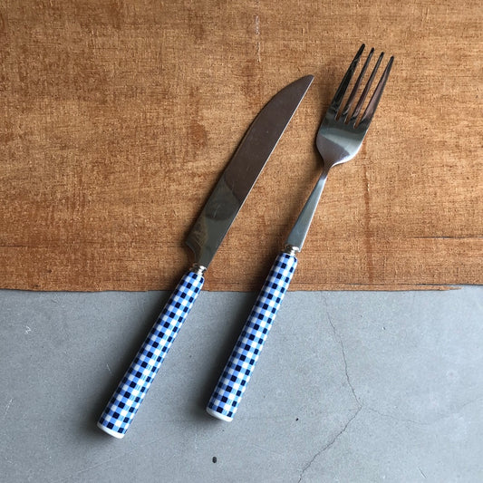 Blue Gingham Cutlery Set by PROSE Tabletop