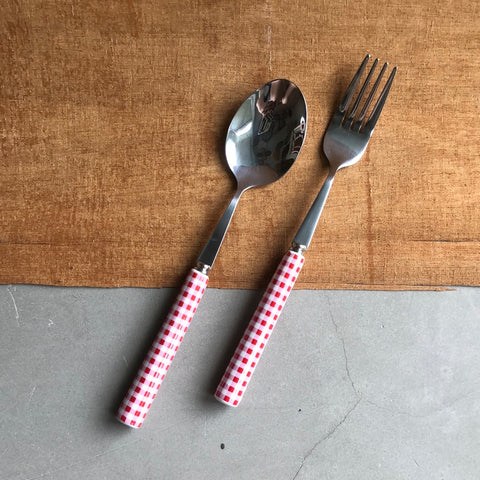 Red Gingham Cutlery Set by PROSE Tabletop