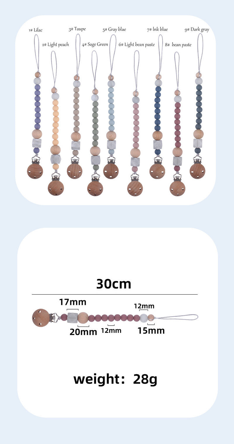 Pacifier Clip Silicon and Wooden Beads by PROSE