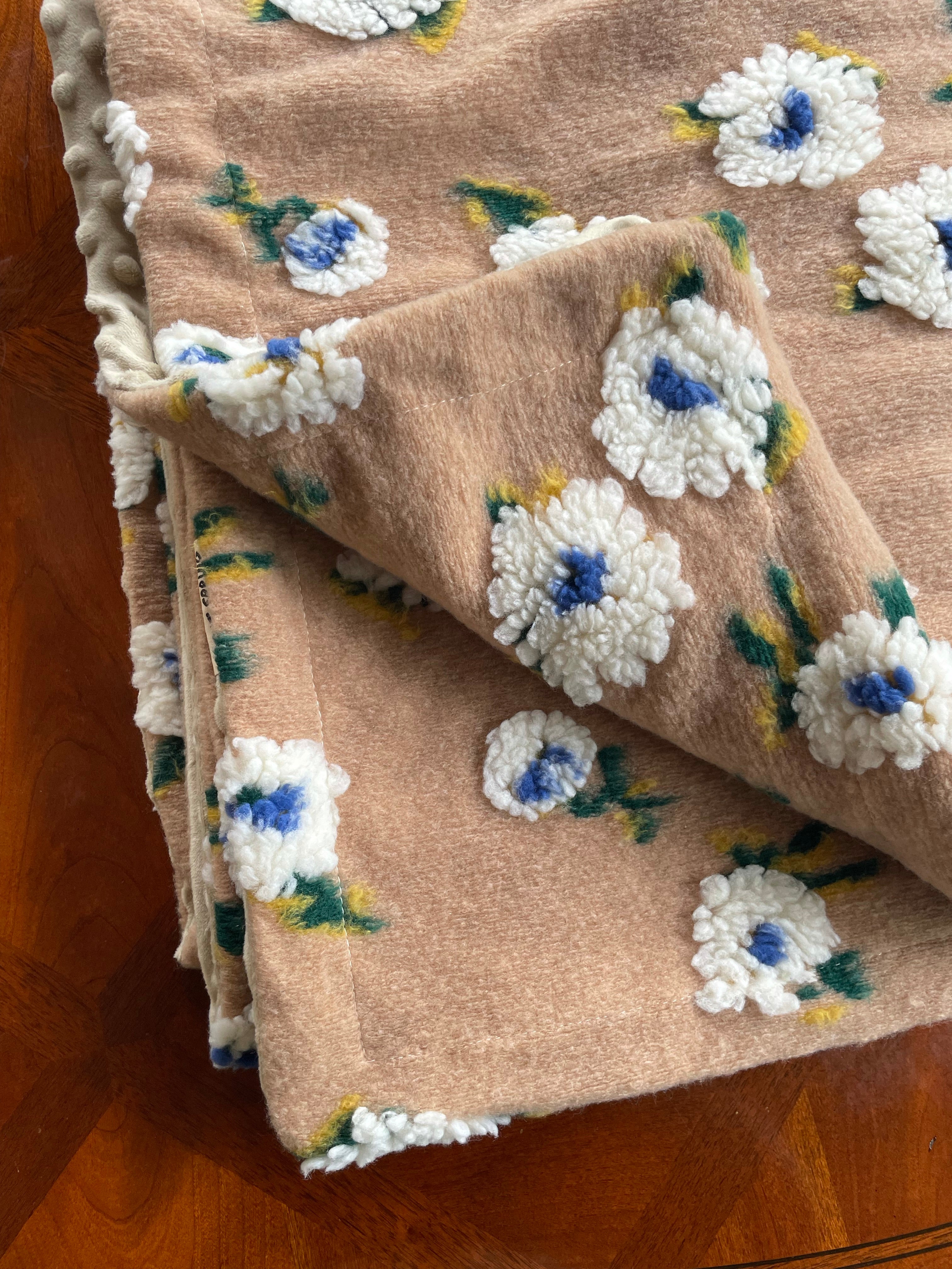 Poppy Embroidered Blanket in Tan by PROSE Décor