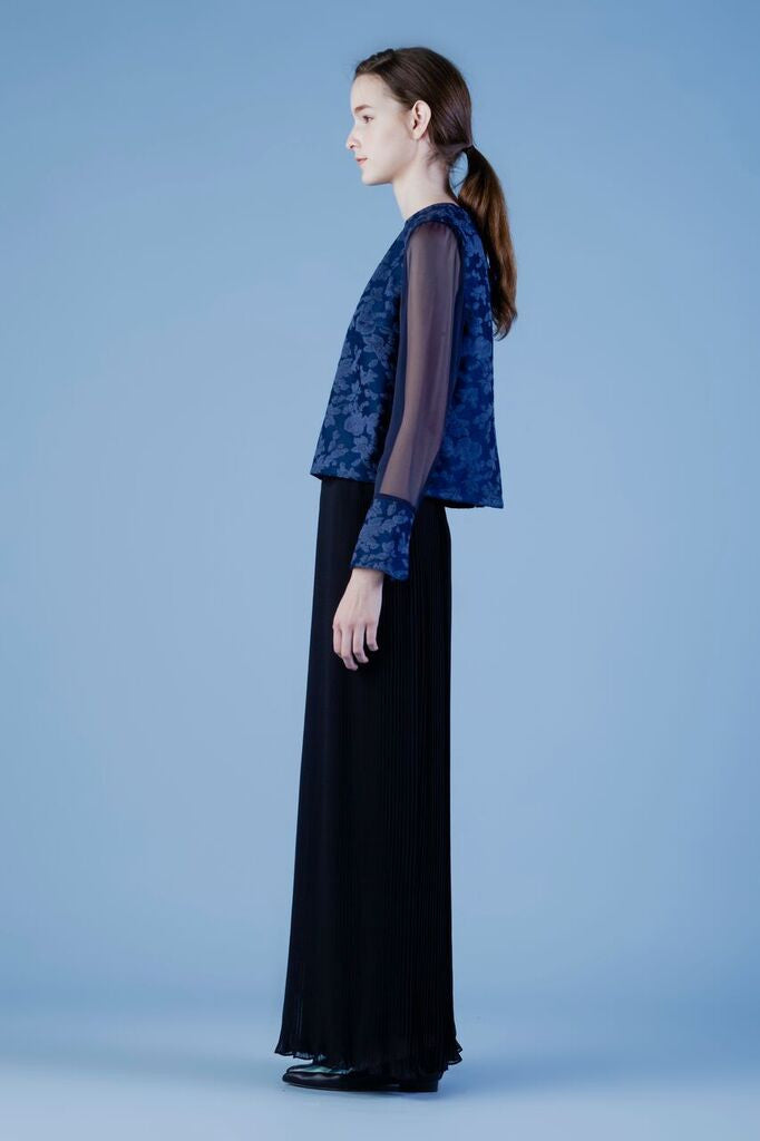 Oriental Jacquard top with illusion sleeves #07B